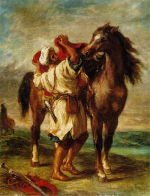 Arab Saddling his Horse  1855
